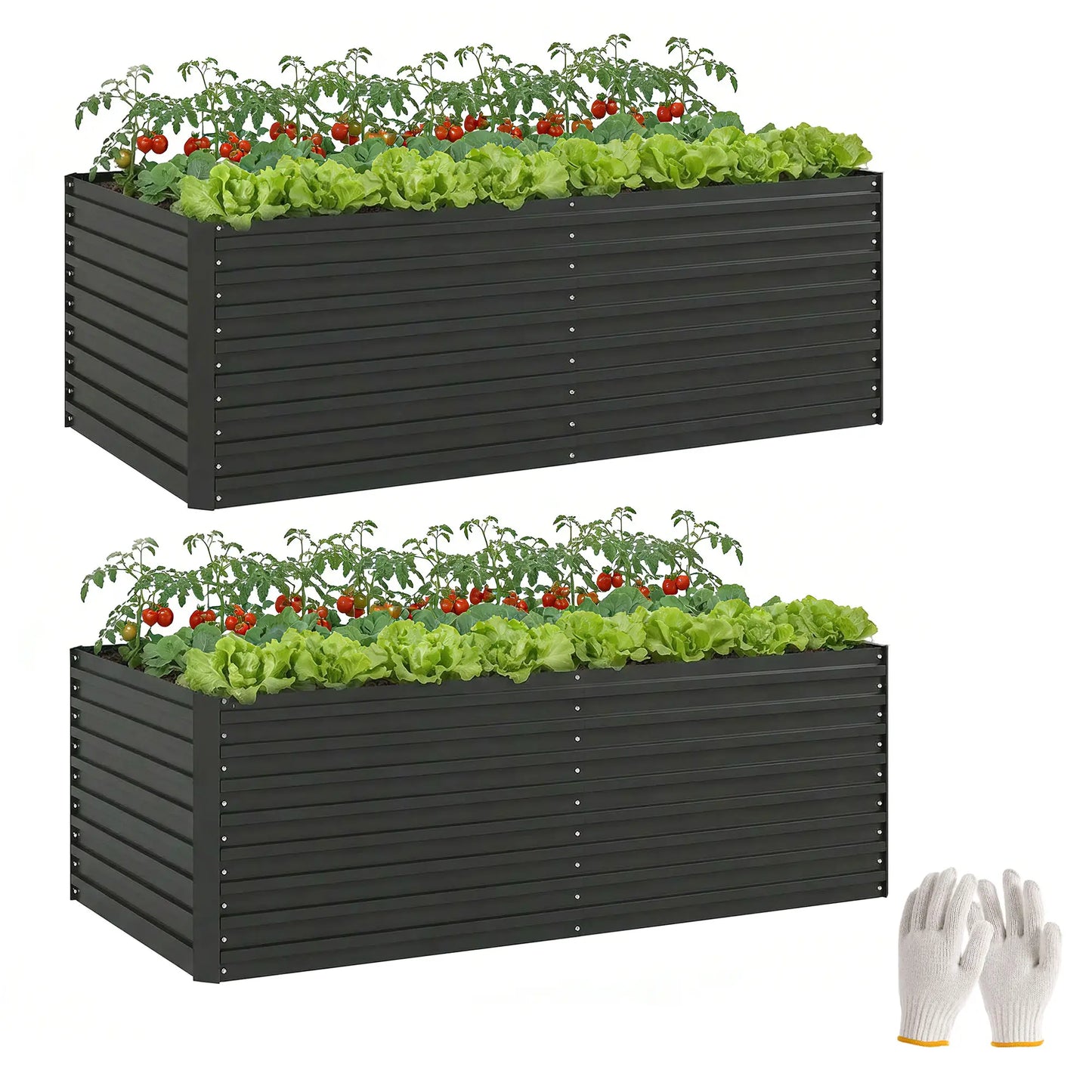 Galvanised Raised Garden Bed Set, 6 x 3 x 2 ft, Dark Grey Galvanized Planter Boxes at Gallery Canada