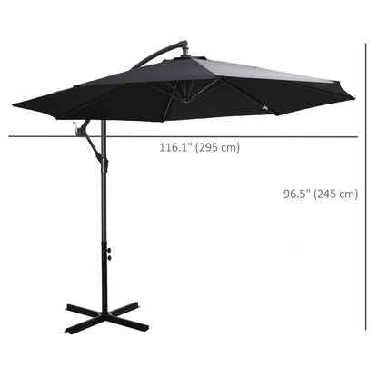 9.7ft Offset Patio Umbrella, 8 Ribs, Crank Handle, Black Offset Cantilever Umbrellas at Gallery Canada