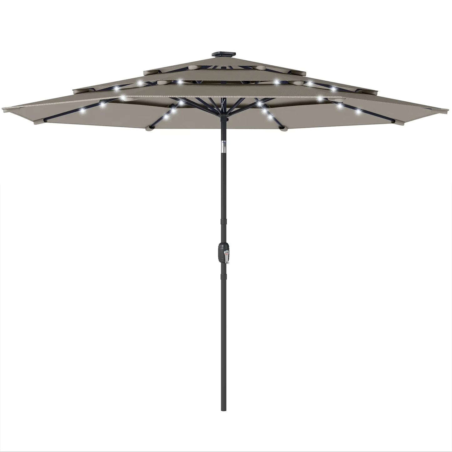 9.3 ft Outdoor Patio Umbrella, Solar LED Lights, Cover, Grey Sun Umbrellas Grey at Gallery Canada