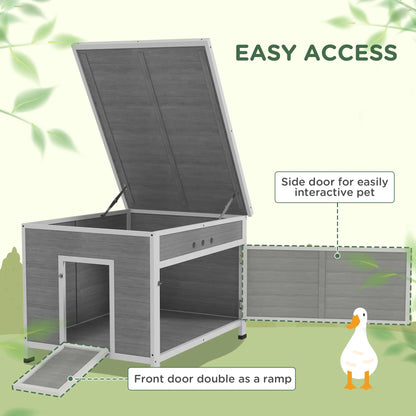 Wooden Duck Coop, Rabbit Hutch With Openable Roof, Removable Floor, Grey Chicken Coops at Gallery Canada