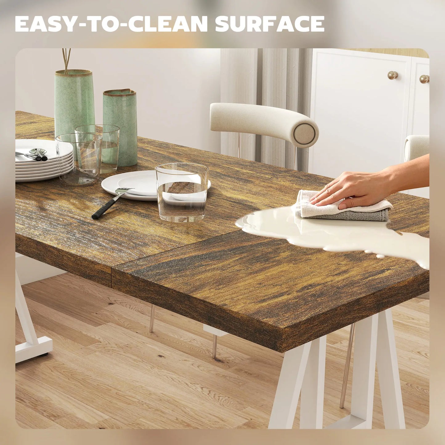 Farmhouse Kitchen Table for 8, Rectangular, White and Brown Dining Tables at Gallery Canada