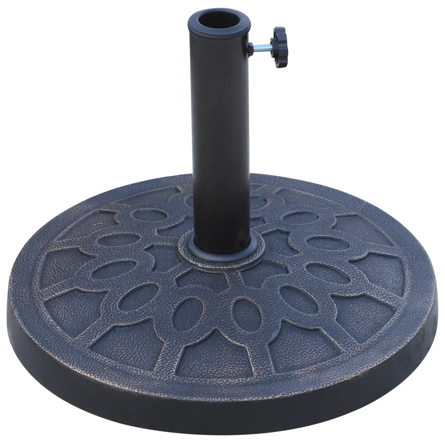 Resin Round Patio Umbrella Stand Base, Coated Pole, Bronze Umbrella Bases Bronze at Gallery Canada