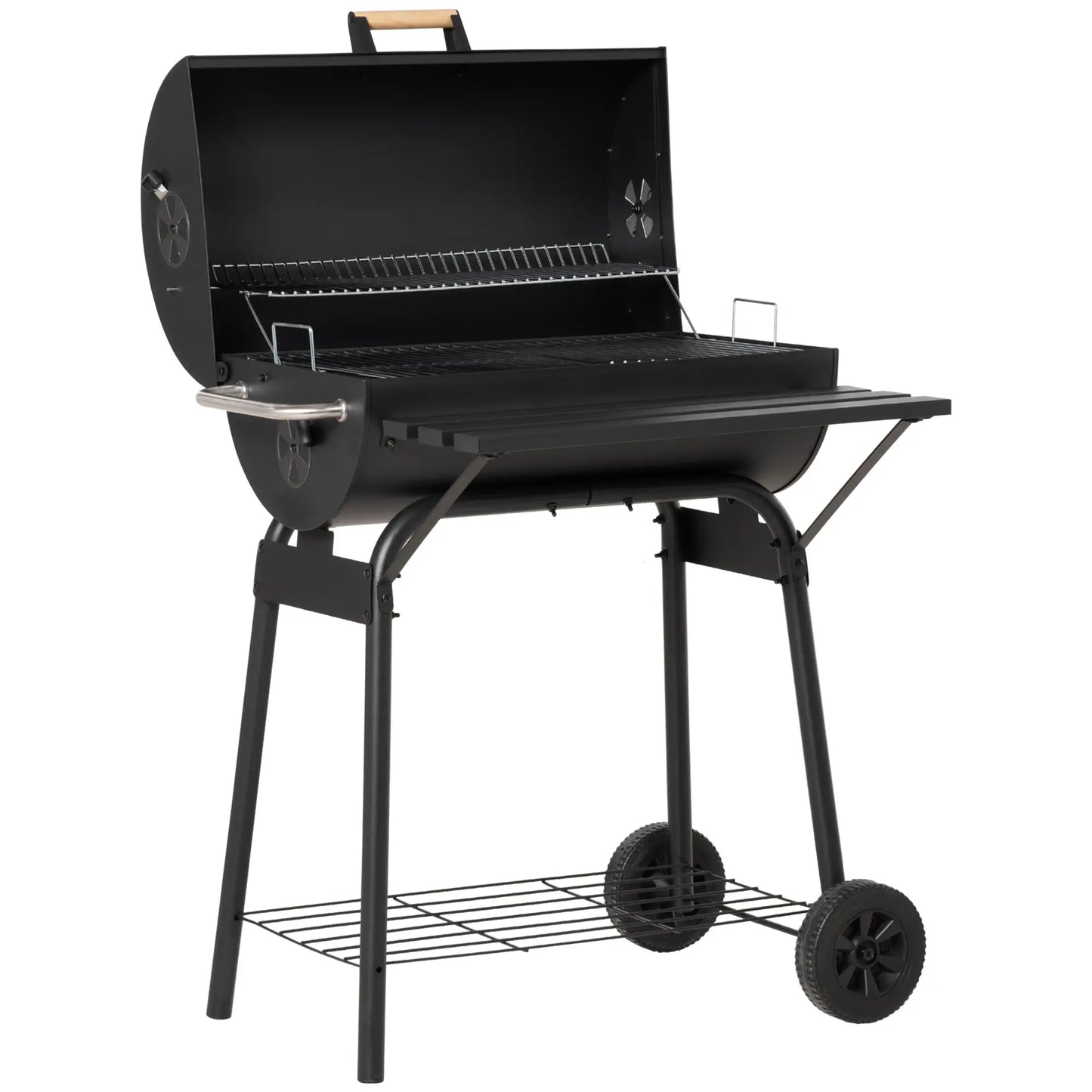30" Charcoal Barbecue Grill With Wheels, Adjustable Rack, Storage Shelf, Charcoal Charcoal BBQ Grils Black at Gallery Canada