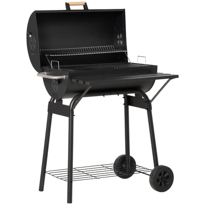 30" Charcoal Barbecue Grill With Wheels, Adjustable Rack, Storage Shelf, Charcoal Charcoal BBQ Grils Black at Gallery Canada