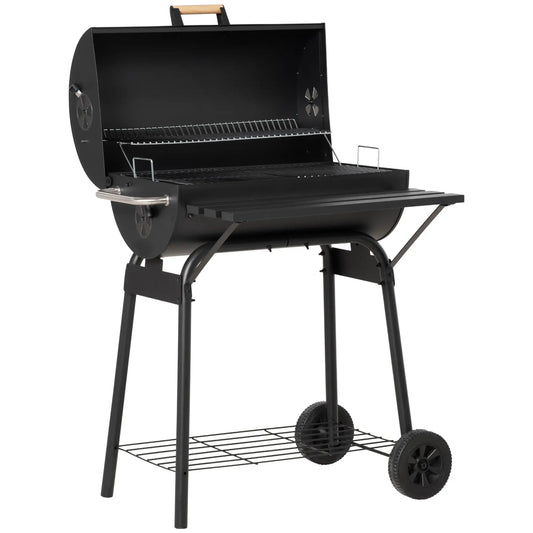 30" Charcoal Barbecue Grill With Wheels, Adjustable Rack, Storage Shelf, Charcoal Charcoal BBQ Grils Black at Gallery Canada