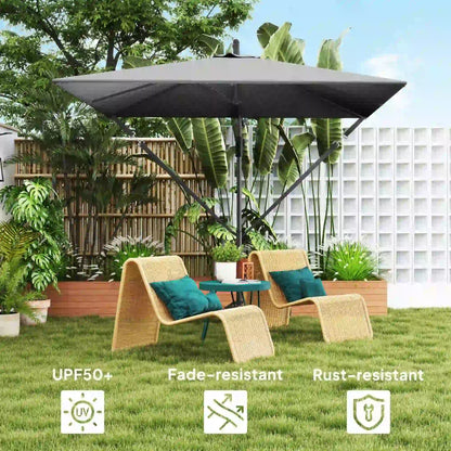 Patio Offset Umbrella, Crank Parasol With Base, Cover, Wind Securing, Khaki Offset Cantilever Umbrellas at Gallery Canada