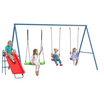 Metal Swing Set, 3 In 1 Design, Nest Swing, 2 Seats, Slide, 352 Lbs, Ages 3-8 Gym Sets & Swings at Gallery Canada