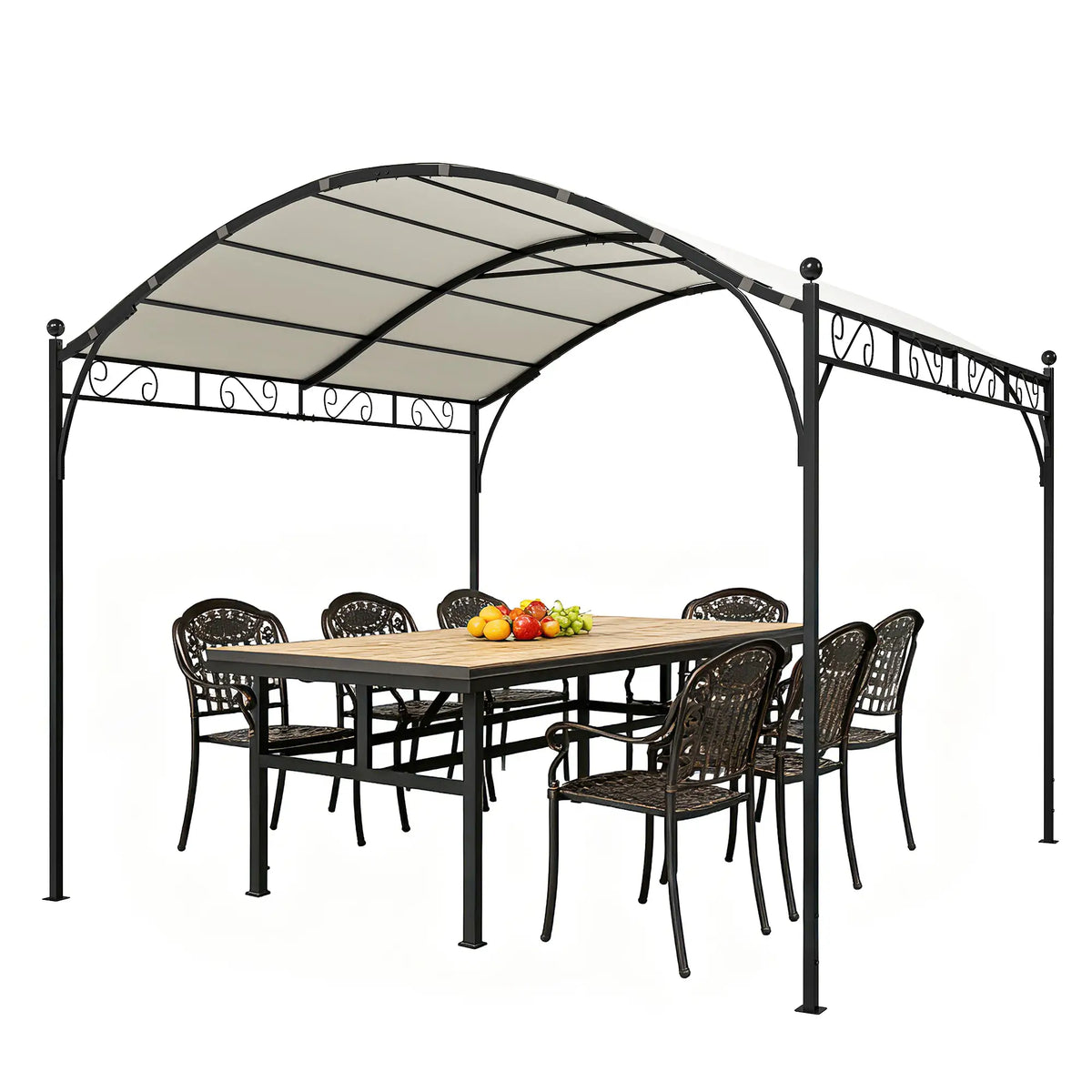 10' x 10' Outdoor Pergola, Galvanized Steel Frame, UV30+ Canopy, Cream White