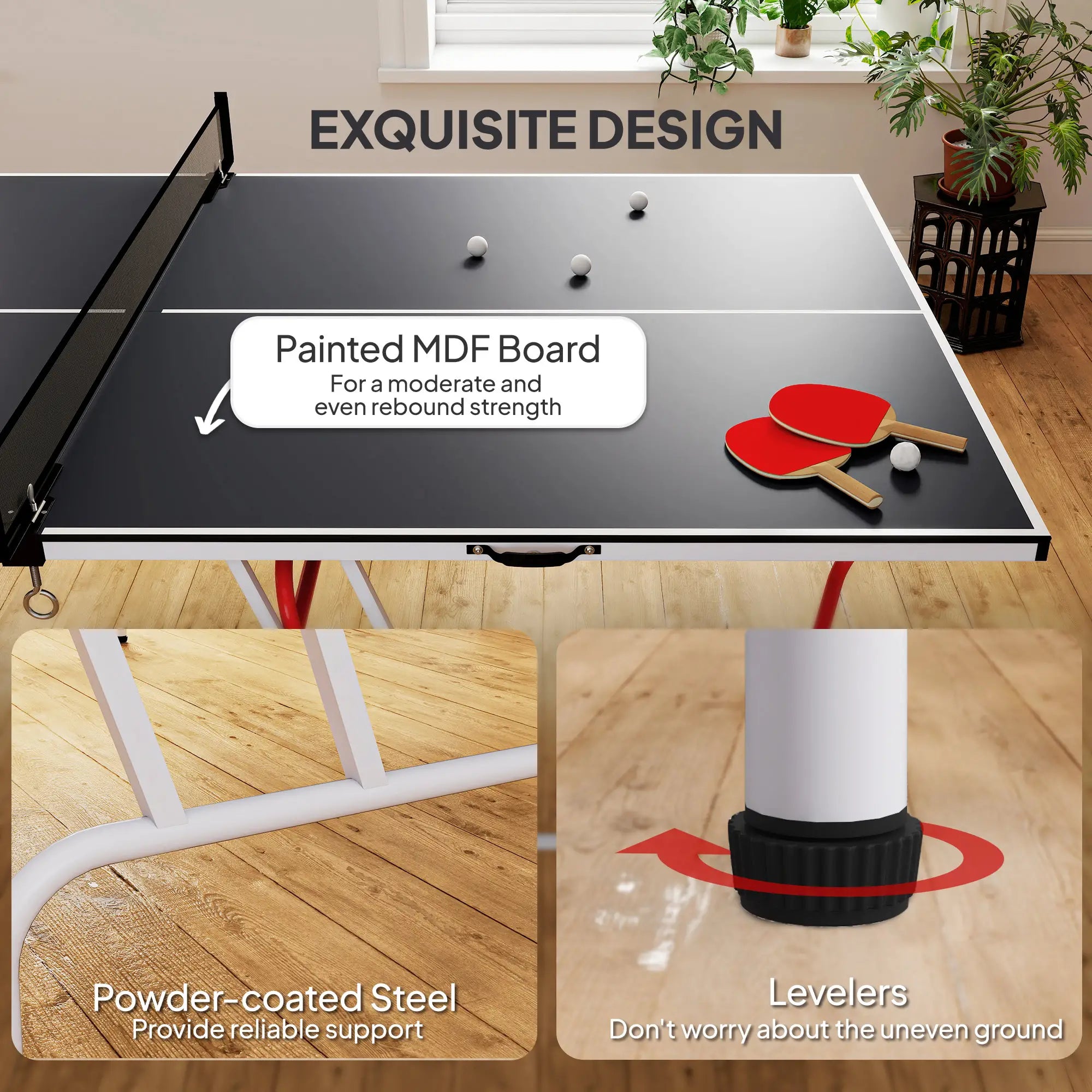 9' x 5' Full Size Table Tennis Table, Folding, Dark Grey Game Tables at Gallery Canada