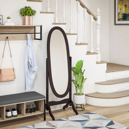 Full Length Floor Mirror, Adjustable Angle Oval Frame, 60x24 Inches Full Length Mirrors at Gallery Canada