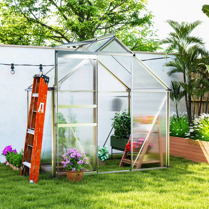 6' x 4' x 6.6' Walk-in Greenhouse, Polycarbonate, Adjustable Roof Vent Walk In Greenhouses at Gallery Canada