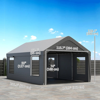 12 x 20ft Carport, 2 Roll-Up Doors, 4 Windows, Dark Grey Car Shelters at Gallery Canada