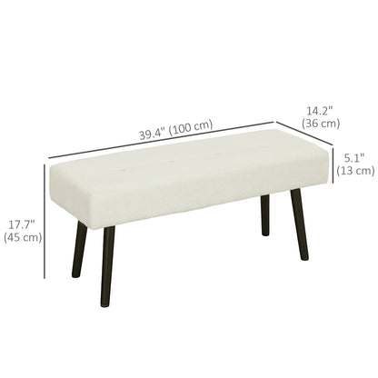39" Upholstered Ottoman Bench, Corduroy, Cream White Storage Ottomans & Benches at Gallery Canada