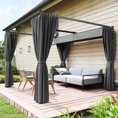 10' x 10' Retractable Pergola Canopy, Metal Outdoor Gazebo, Dark Grey Pergolas at Gallery Canada