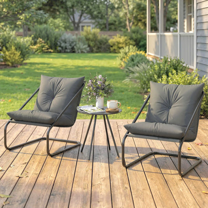 3 Piece Outdoor Bistro Set, 2 Chairs And Table, Light Grey Bistro Sets at Gallery Canada
