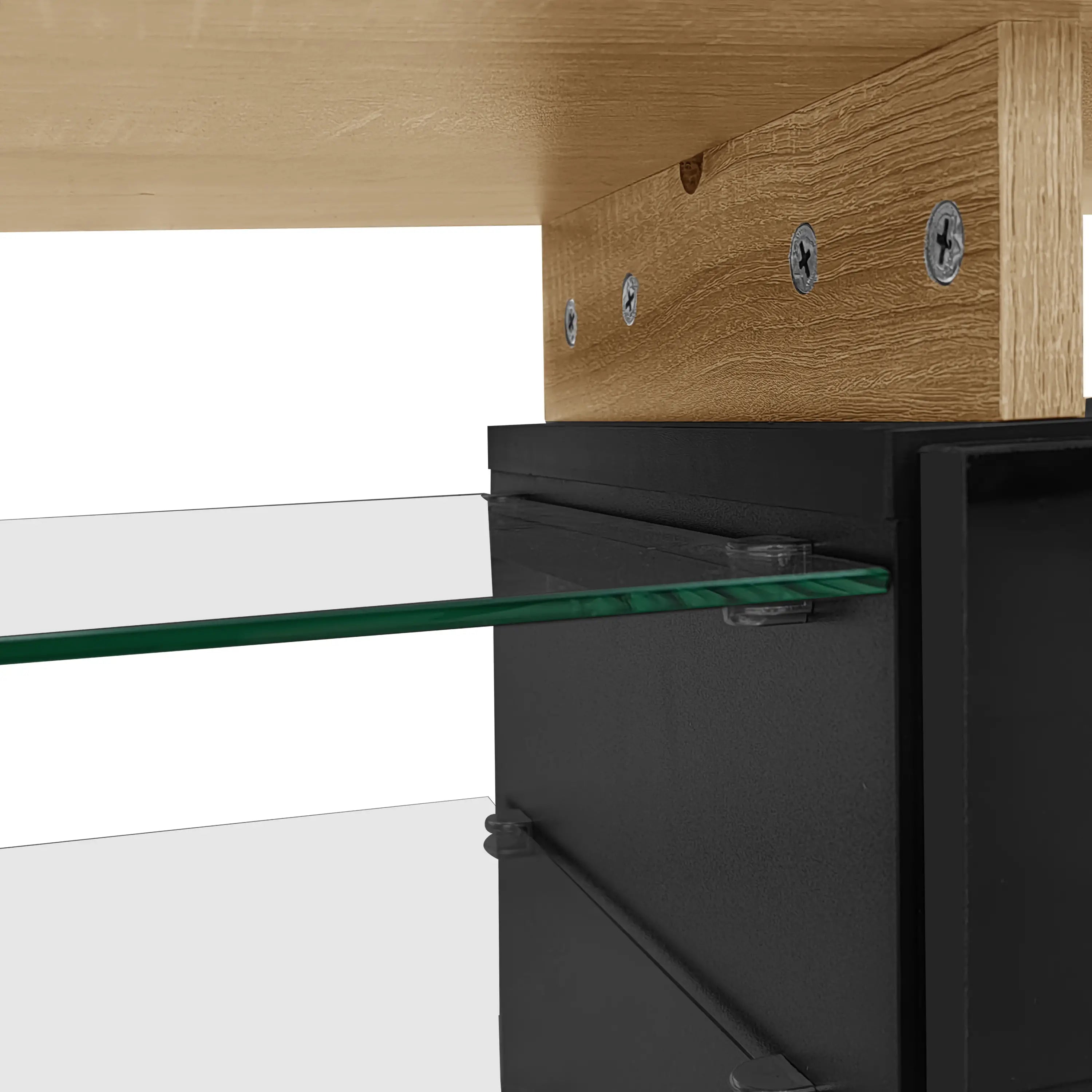 TV Cabinet With Glass Shelves, LED Lighting, 67