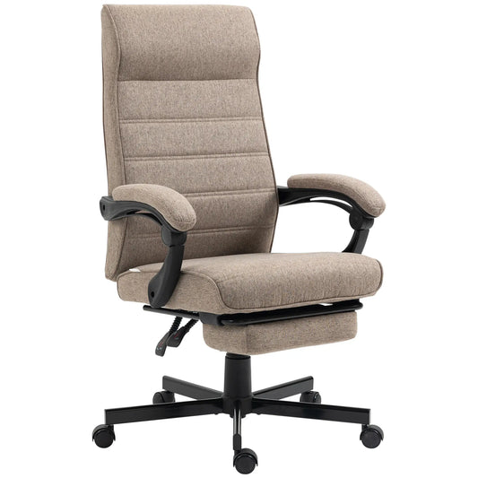 High Back Office Chair, Swivel Recliner, Adjustable Height, Footrest, Padded Armrest, Brown Task Chairs Brown at Gallery Canada