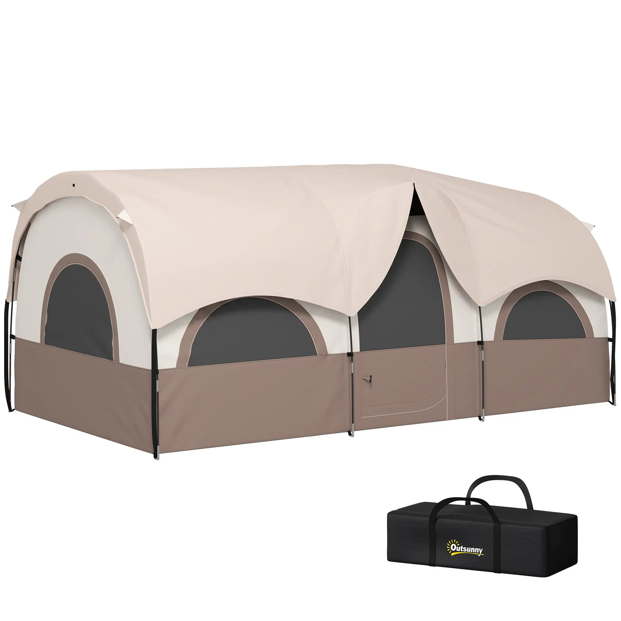 4-6 Person Camping Tent, 3 Room, 3000mm Waterproof, UPF30+, Khaki Camping Tents at Gallery Canada
