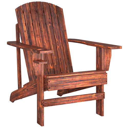 Classic Adirondack Chair, Garden Deck Chair with Cup Holder, Brown