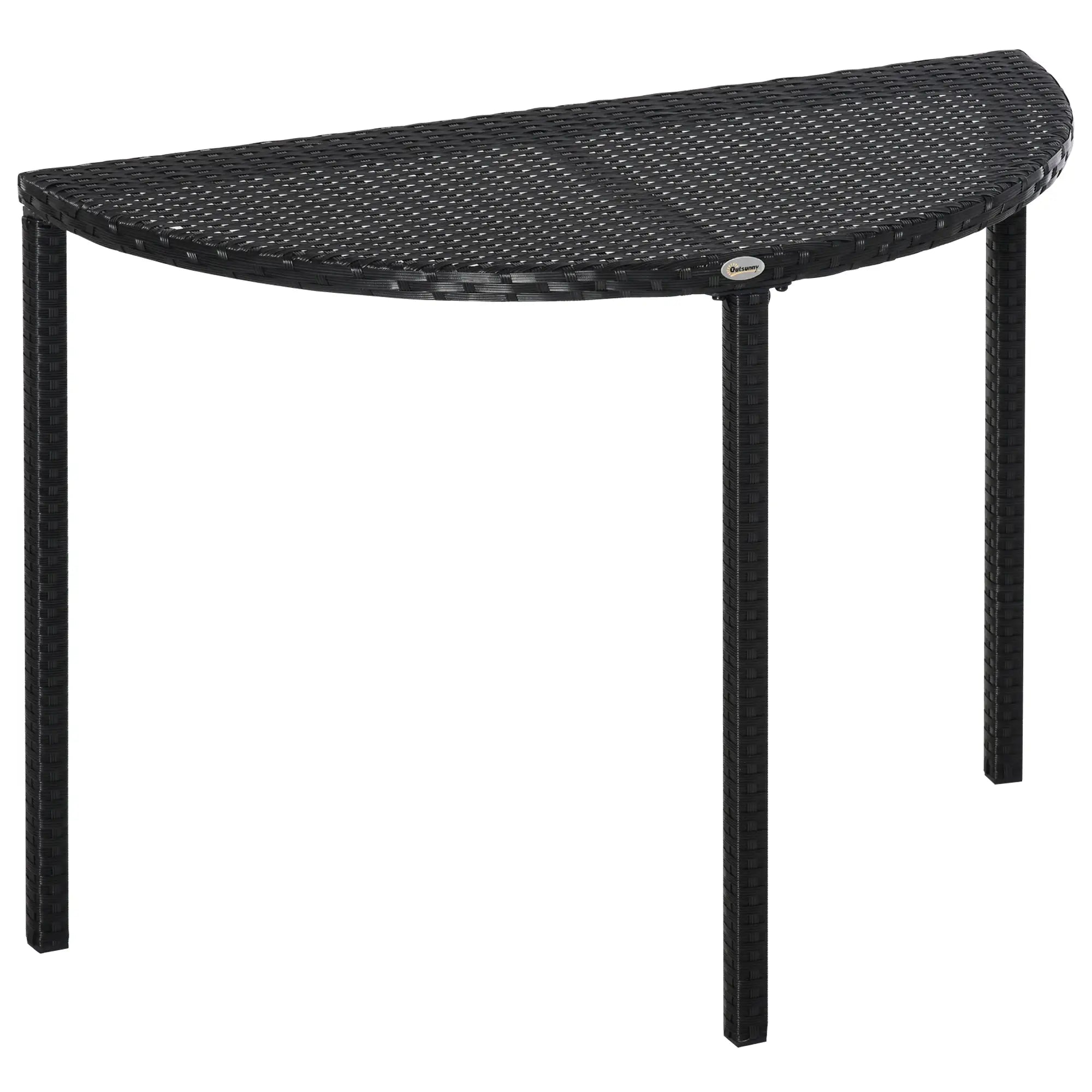 Half Round Side Table, PE Rattan Coffee Table, Black Patio Side Tables Black at Gallery Canada