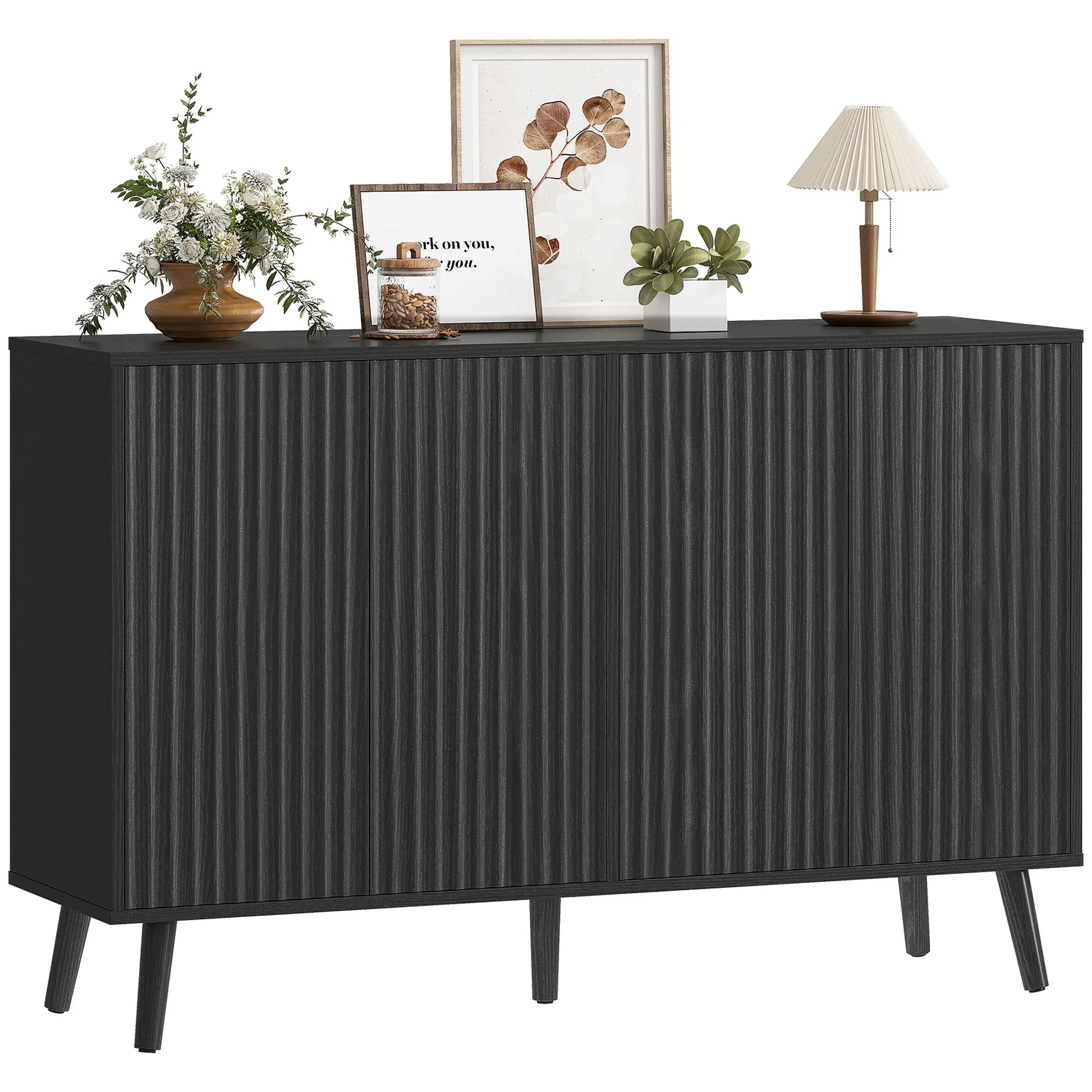 Buffet Cabinet with Storage, Modern Fluted Sideboard, Black Bar Cabinets at Gallery Canada