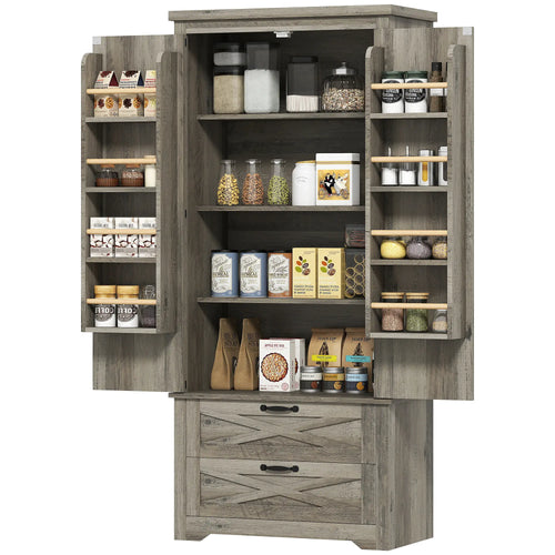 Farmhouse Kitchen Pantry Cabinet, 64