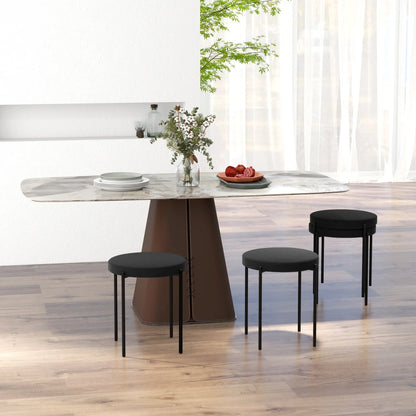 Round Backless Dining Chairs, Stacking Stools Set of 4, Black Dining Chairs at Gallery Canada