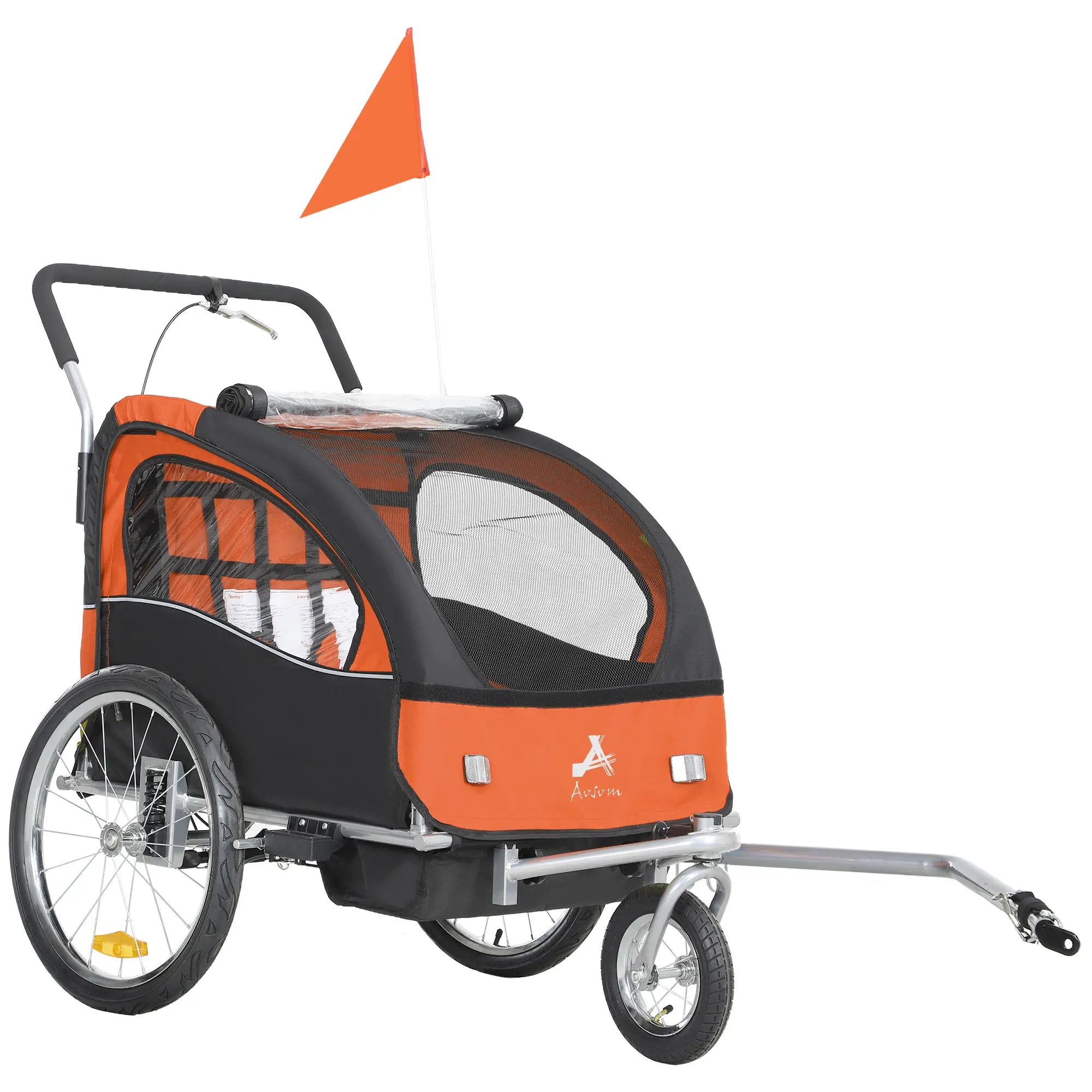 2-In-1 Bike Trailer, Foldable 2-Seat Stroller, Orange Kids Bike Trailers at Gallery Canada