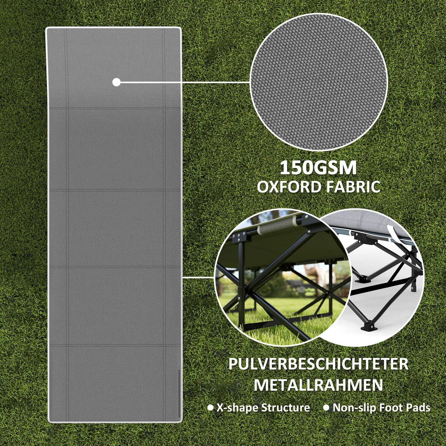 26.4" Wide Folding Camping Cot, Mattress, Storage Pocket, Carry Bag, 330 LBS, Black Camping Cots at Gallery Canada