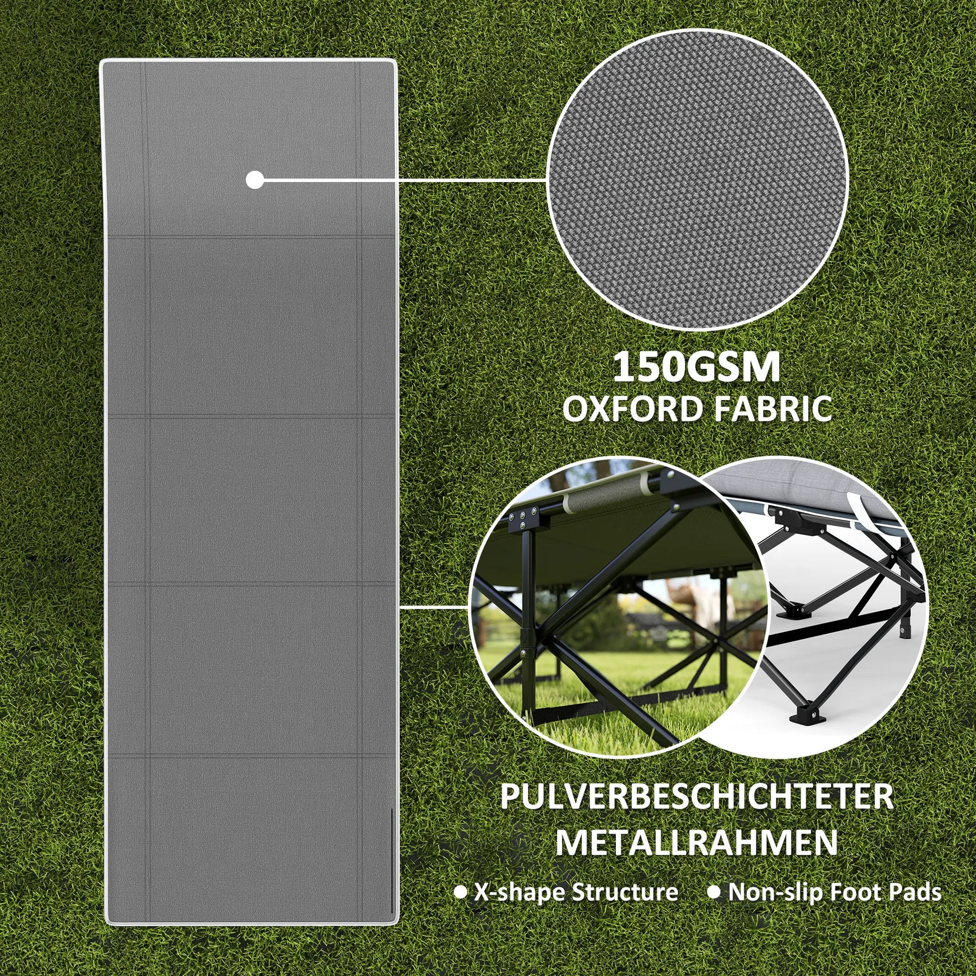 26.4" Wide Folding Camping Cot, Mattress, Storage Pocket, Carry Bag, 330 LBS, Black Camping Cots at Gallery Canada
