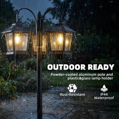 74" 3-Head Solar Lamp Post Light, Waterproof LED, Automatic Dusk-to-Dawn Sensor Solar Post Lamps at Gallery Canada