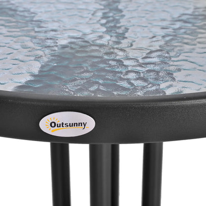 24" Round Patio Table, Tempered Glass Top, Steel Frame, Outdoor Dining Patio Side Tables at Gallery Canada