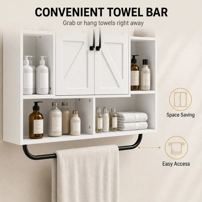 Bathroom Wall Cabinet, Open & Hidden Storage, White Wall Mounted Cabinets at Gallery Canada