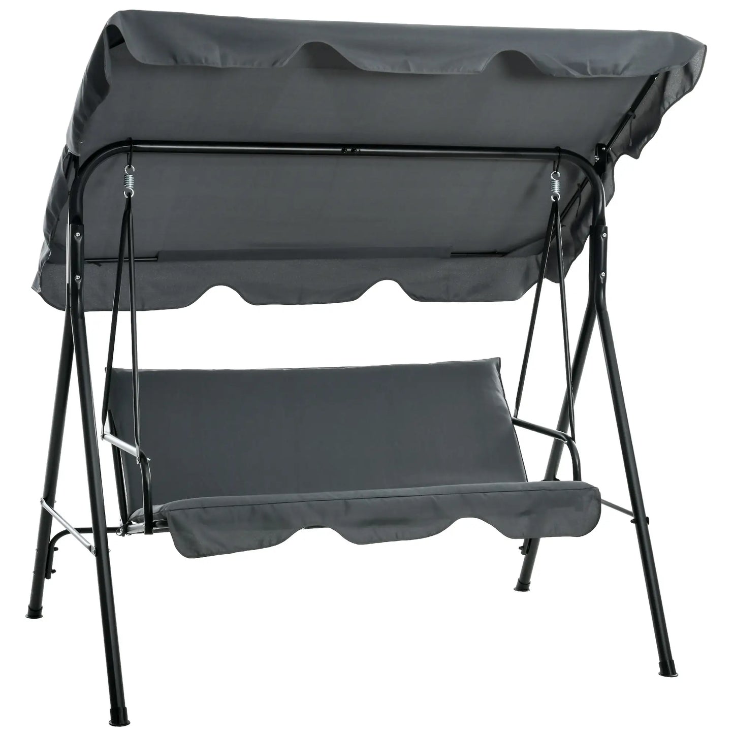 3-Seater Outdoor Porch Swing, Adjustable Canopy, Grey Porch Swings with Canopy Grey at Gallery Canada