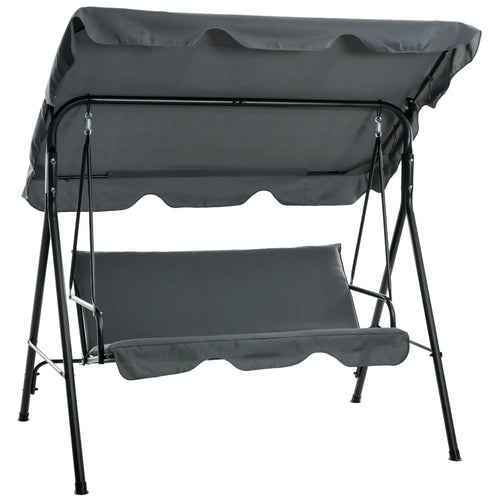 3-Seater Outdoor Porch Swing, Adjustable Canopy, Grey