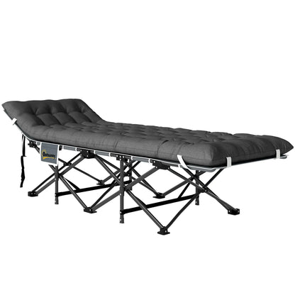 26.8" Wide Folding Bed, Camping Cot with Mattress, Carry Bag, 330 LBS, Dark Grey Camping Cots Dark Grey at Gallery Canada