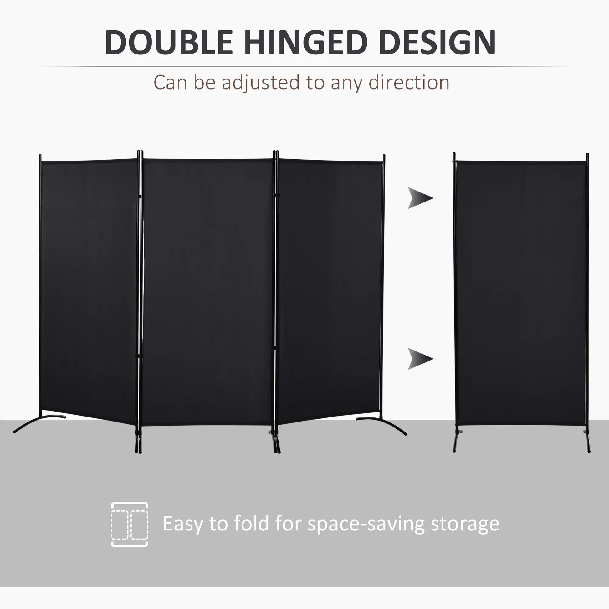 6' 3 Panel Room Divider, Double Hinged, Indoor Privacy Screen, Black Room Dividers at Gallery Canada