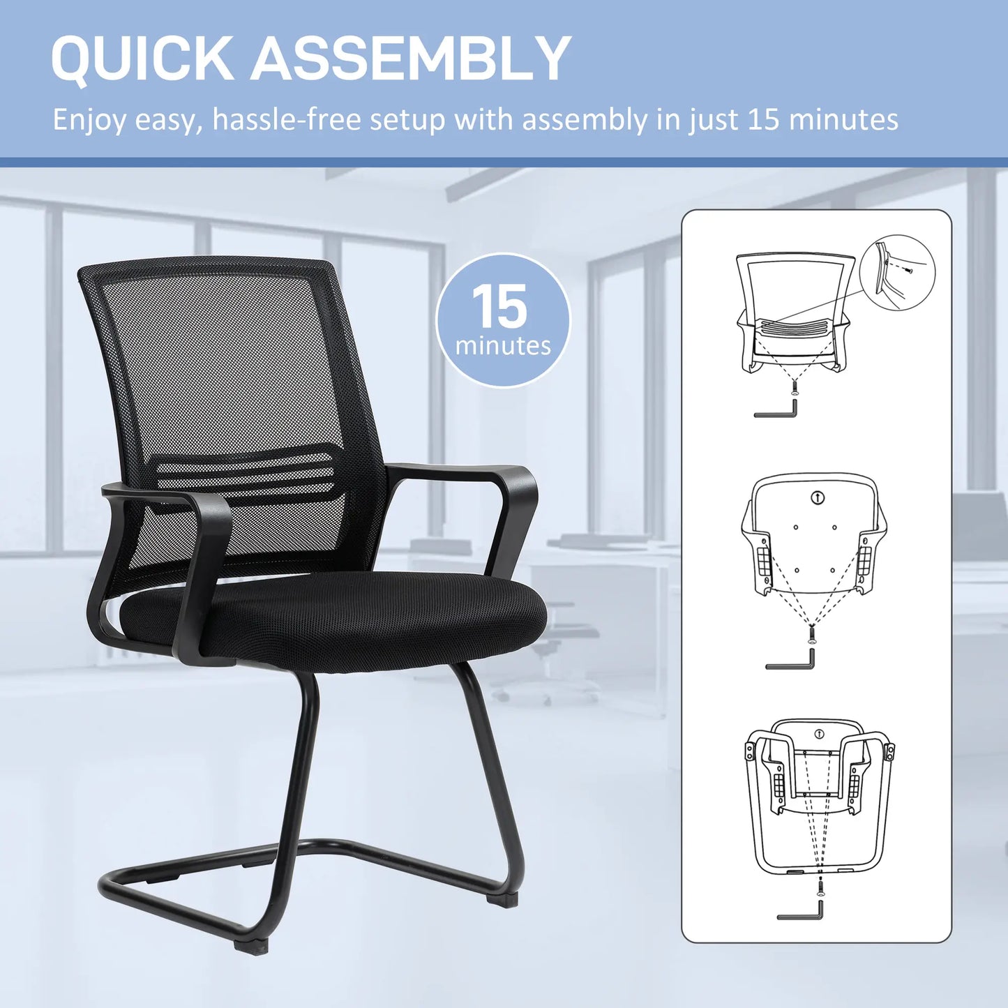 Ergonomic Desk Chair No Wheels, Padded Mesh Office Chair, Black Task Chairs at Gallery Canada