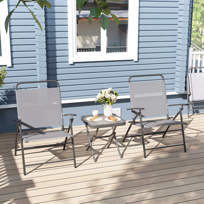 Folding Bistro Set, Adjustable Chairs, Glass Top Table, Grey Bistro Sets at Gallery Canada