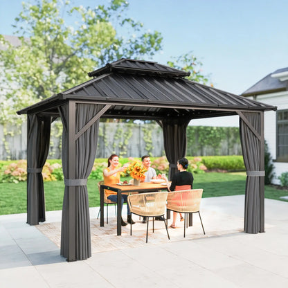 10' x 12' Hardtop Gazebo, Aluminum Frame, Galvanized Steel Roof, Dark Grey Gazebos at Gallery Canada
