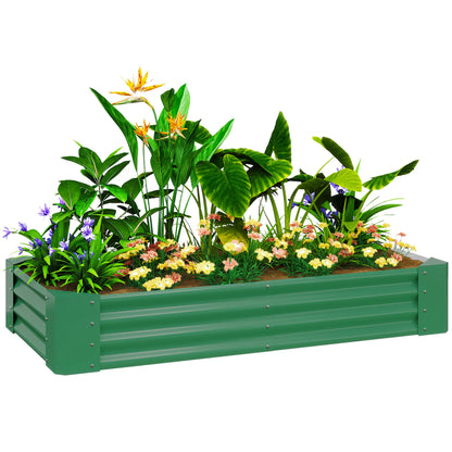 6 x 3 x 1ft Galvanized Raised Garden Bed, Reinforced Outdoor Planter Box, Green