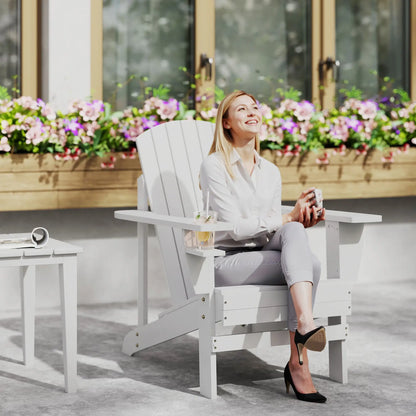 Classic Adirondack Chair, Garden Deck Chair with Cup Holder, White Patio Chairs at Gallery Canada