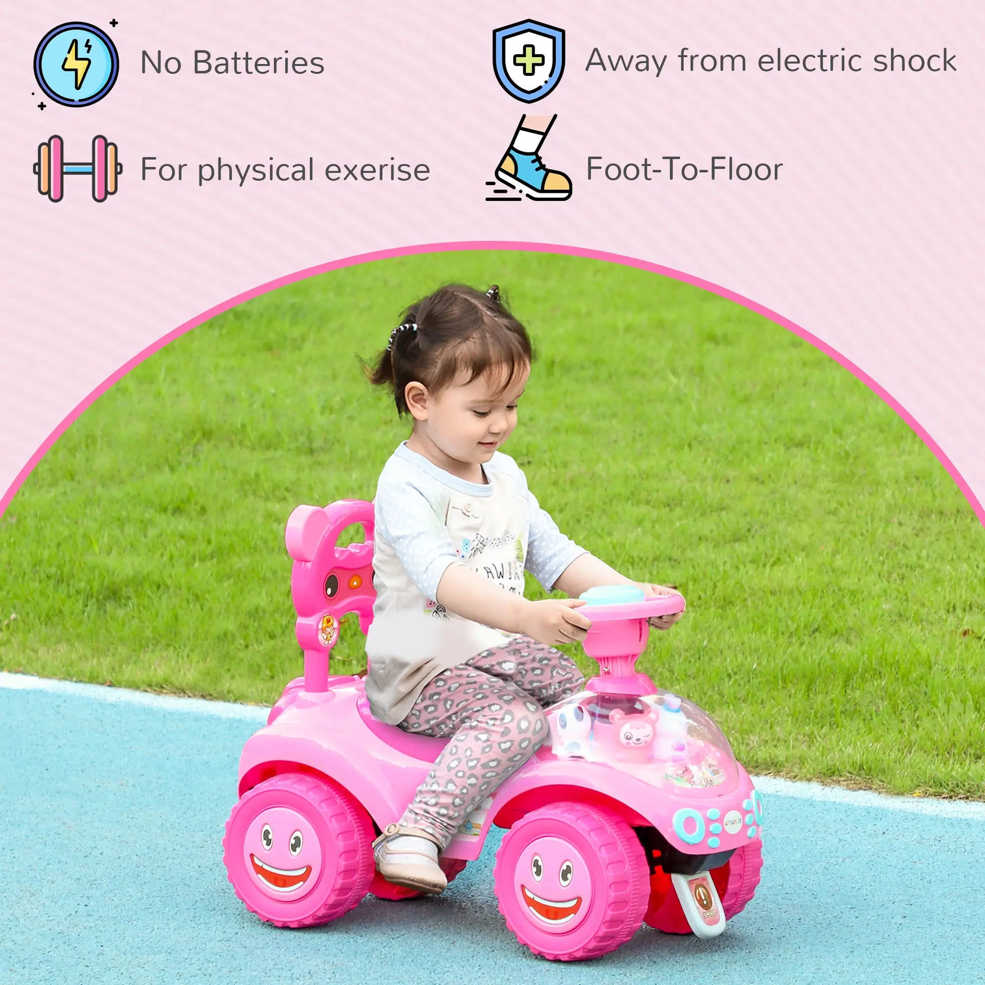 Toddler Push Car with Horn, Light, Music, Pink Push Cars for Toddlers at Gallery Canada