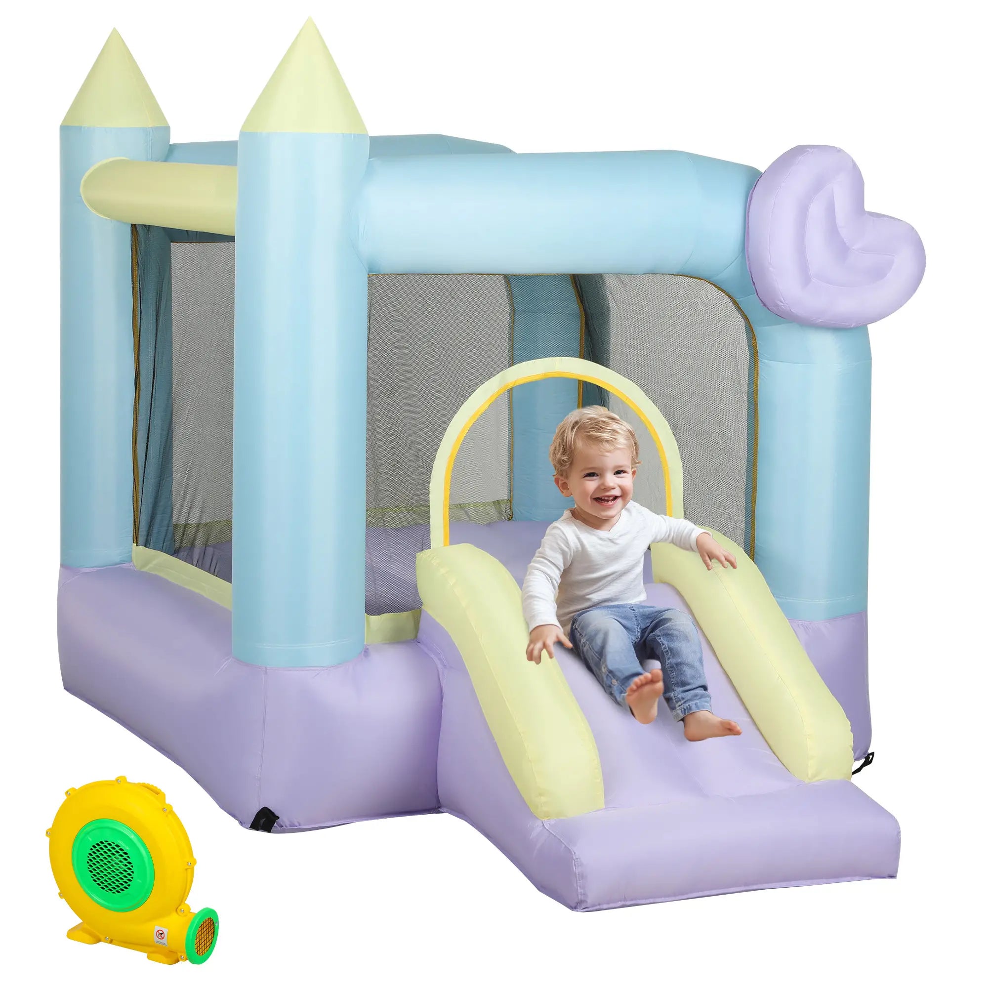 Inflatable Bounce House with Blower, Slide, 98