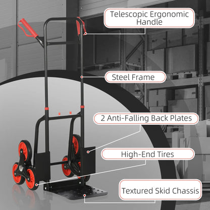 6-Wheels Stair Climber Cart, Foldable Steel, 264lbs, Black and Red Folding Hand Trucks at Gallery Canada