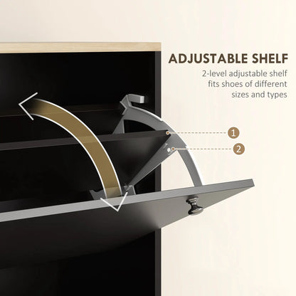 Shoe Storage, 3 Flip Drawers, Adjustable Shelves, 24 Pairs, Black Shoe Storage Cabinets & Racks at Gallery Canada