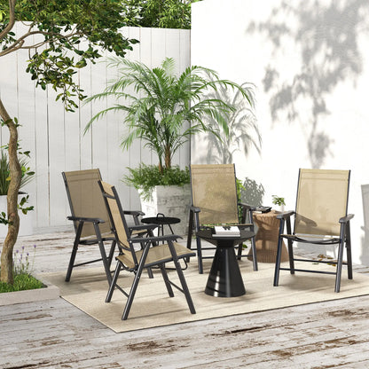 4-Piece Folding Chair Set, Patio Balcony Garden, Comfortable, Brown Patio Chairs at Gallery Canada