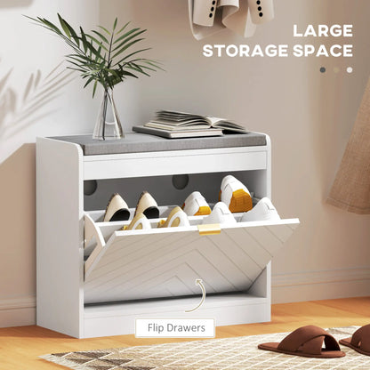 Shoe Storage Bench with Flip Drawer, Vent, Seat, Holds 5 Pairs Shoe Storage Cabinets & Racks at Gallery Canada