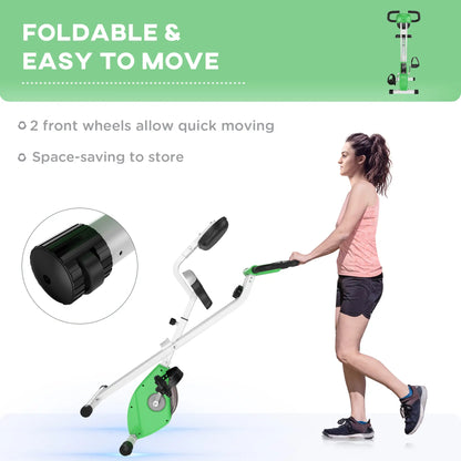Foldable Indoor Stationary Bike, 8-Level Magnetic Resistance, Green Exercise & Stationary Bikes at Gallery Canada