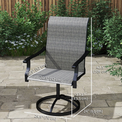 Outdoor Swivel Dining Chairs Set of 2, High Back, All Weather Mesh, Grey Patio Chairs at Gallery Canada